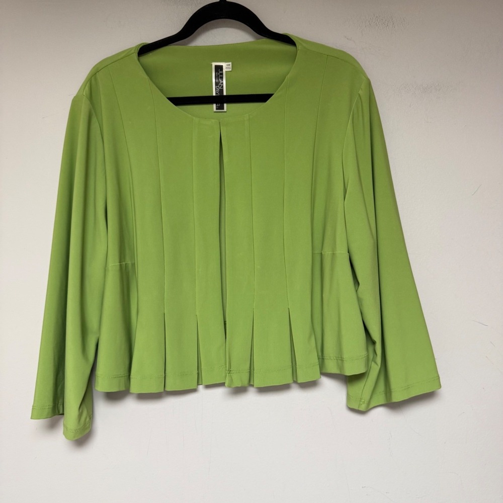 Julian Taylor Jacket Womens 18W Lime Green Excellent Pleated Hem‎ Cropped Blazer